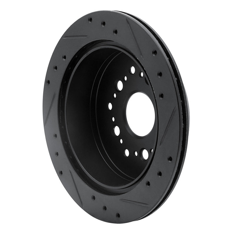 R1 Concepts R1 92-98 Lexus SC300 Rear Left Drilled & Slotted Black Brake Rotor