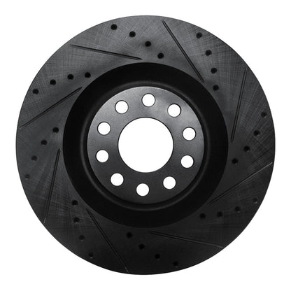 R1 Concepts R1 01-03 Audi S8 Front Right Drilled & Slotted Black Brake Rotor