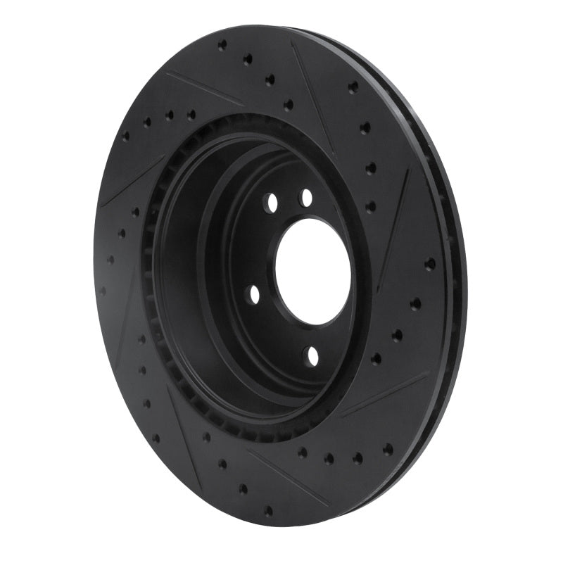 R1 Concepts R1 06-15 BMW 335XI Rear Left Drilled & Slotted Black Brake Rotor