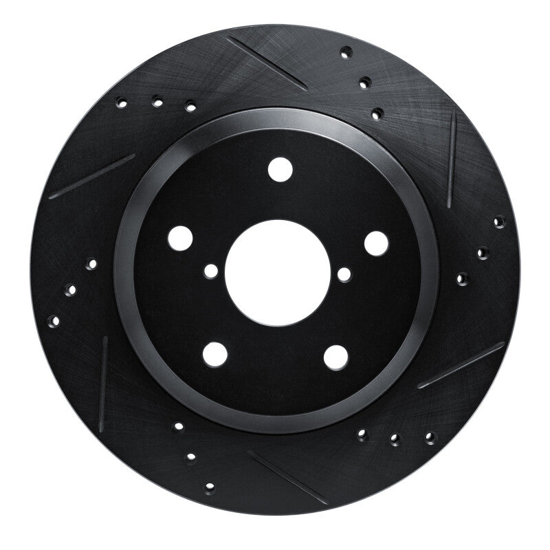 R1 Concepts R1 -25 Subaru Crosstrek Rear Right Drilled & Slotted Black Brake Rotor