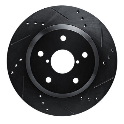 R1 Concepts R1 -25 Subaru Crosstrek Rear Right Drilled & Slotted Black Brake Rotor