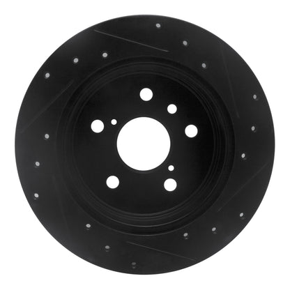 R1 Concepts R1 18-24 Toyota Camry Rear Left Drilled & Slotted Black Brake Rotor