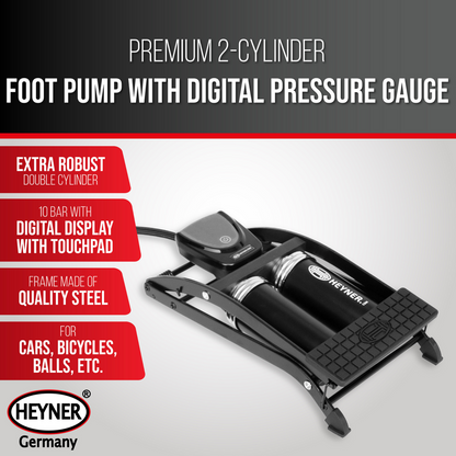 Heyner H225020 Pedalmax Dtech Foot Air Pump Black Edt