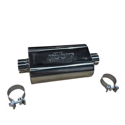 Kooks Headers Kooks 2.5in Oval Clamp In Muffler 12in Long Body Polished Stainless Steel