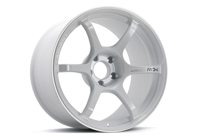 Advan RG-4 18x10 +35 5x114.3 Racing White Metallic and Ring Wheel