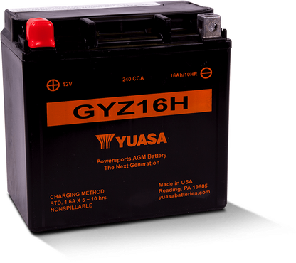Yuasa Battery Yuasa GYZ16H High Performance Maintenance Free AGM 12-Volt Battery