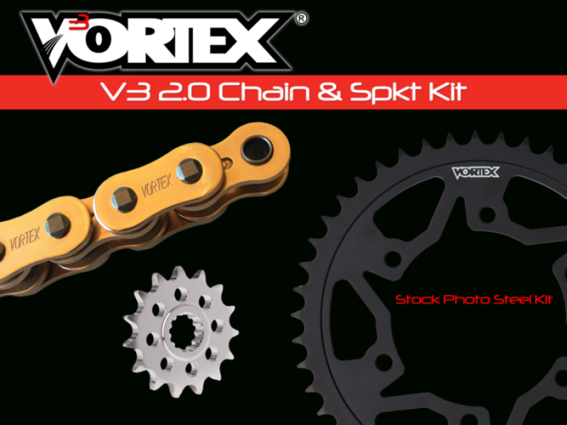 Vortex Racing V3 2.0 Chain and Sprocket Kit 2910-15,528CS-45,G525SX3-110- Gold