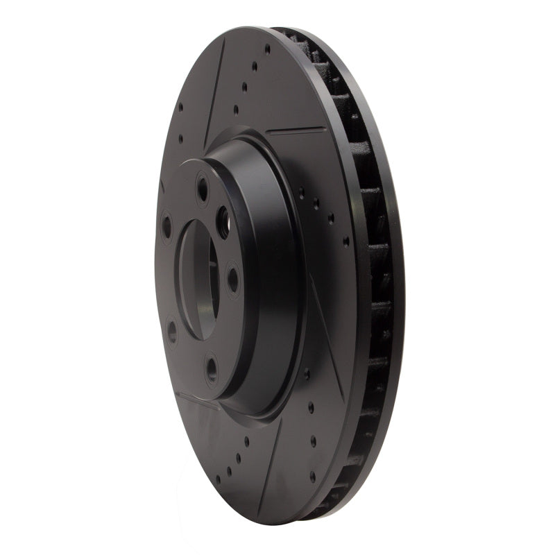 R1 Concepts R1 03-15 Audi Q7 Right Front Drilled & Slotted Black Brake Rotor