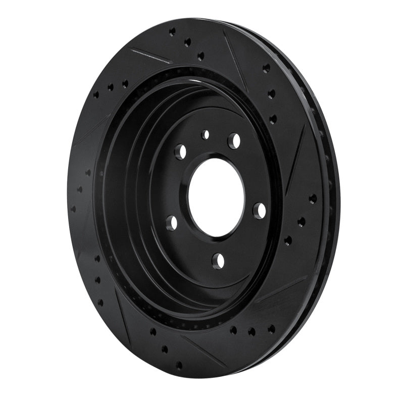 R1 Concepts R1 13-19 Cadillac ATS Rear Left Drilled & Slotted Black Brake Rotor