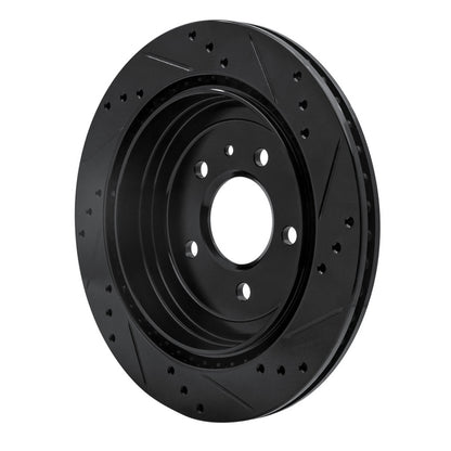 R1 Concepts R1 13-19 Cadillac ATS Rear Left Drilled & Slotted Black Brake Rotor