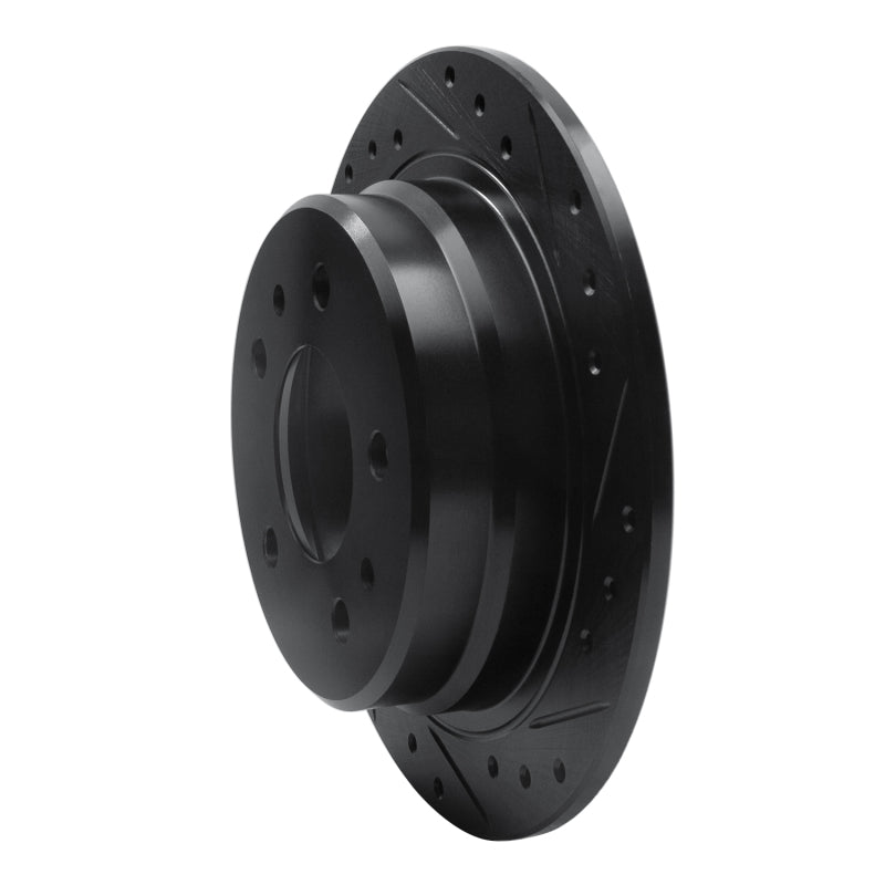 R1 Concepts R1 82-89 BMW 524TD Rear Right Drilled & Slotted Black Brake Rotor