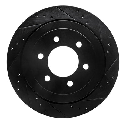 R1 Concepts R1 07-17 Ford Expedition Rear Right Drilled & Slotted Black Brake Rotor