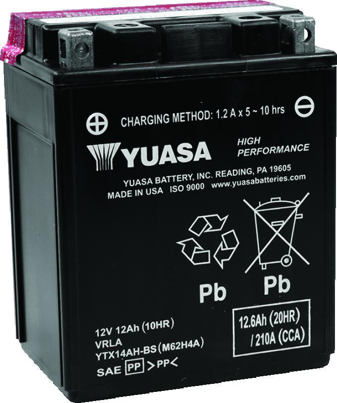 Yuasa Battery Yuasa YTX14AH-BS High Performance AGM 12-Volt Battery w/Bottle