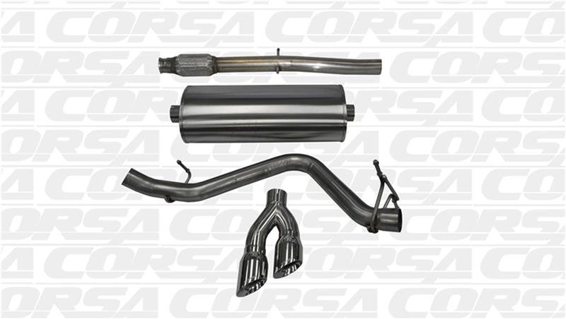 CORSA Performance Corsa 14-19 GMC Sierra/Chevy Silv 1500 Crew Cab/Short Bed 5.3L V8 Polished Sport Single Side CB Exh