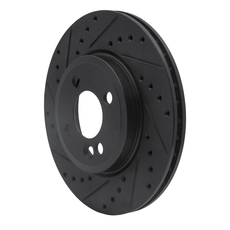 R1 Concepts R1 07-15 Mini Cooper Clubman Front Left Drilled & Slotted Black Brake Rotor