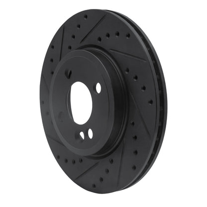 R1 Concepts R1 07-15 Mini Cooper Clubman Front Left Drilled & Slotted Black Brake Rotor