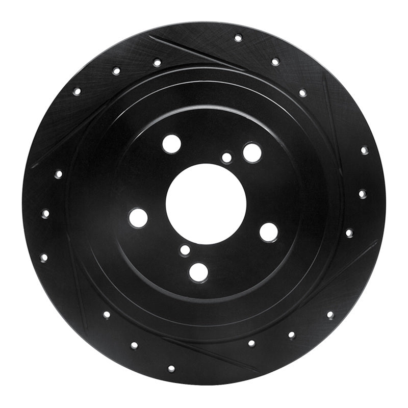 R1 Concepts R1 00-06 Subaru BAJA Rear Right Drilled & Slotted Black Brake Rotor