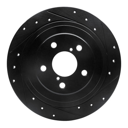 R1 Concepts R1 00-06 Subaru BAJA Rear Right Drilled & Slotted Black Brake Rotor