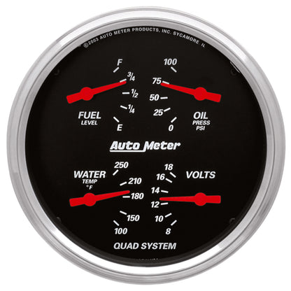 AutoMeter Gauge Quad 5in. 0 Ohm(e) to 90 Ohm(f)Elec Designer Black
