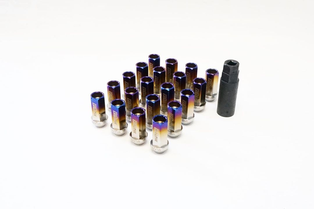 MUTEKI 3T885BT TITANIUM NUT KIT 12X1.25 45MM BURNED TITANIUM (OPEN END)