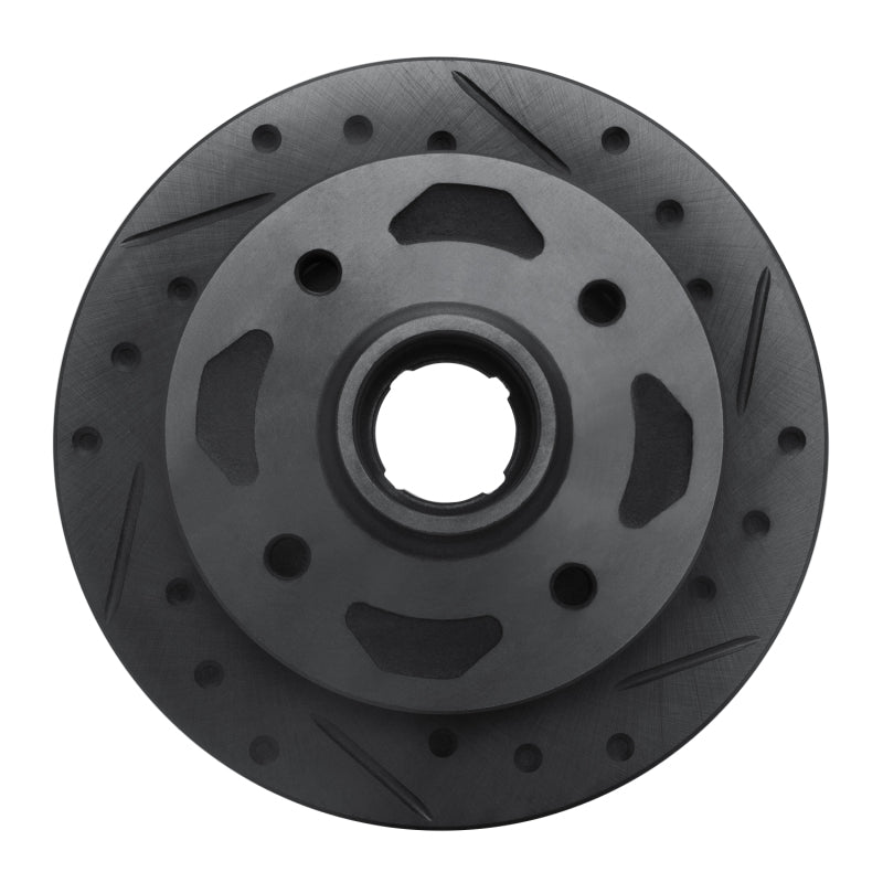 R1 Concepts R1 84-85 Mazda RX-7 Front Right Drilled & Slotted Black Brake Rotor