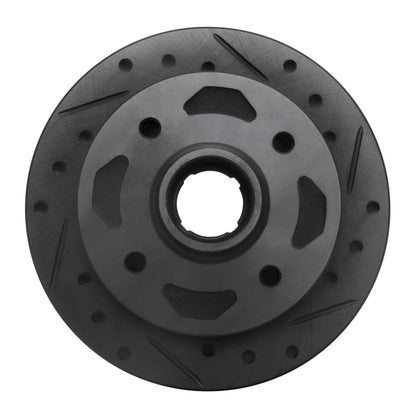 R1 Concepts R1 84-85 Mazda RX-7 Front Right Drilled & Slotted Black Brake Rotor