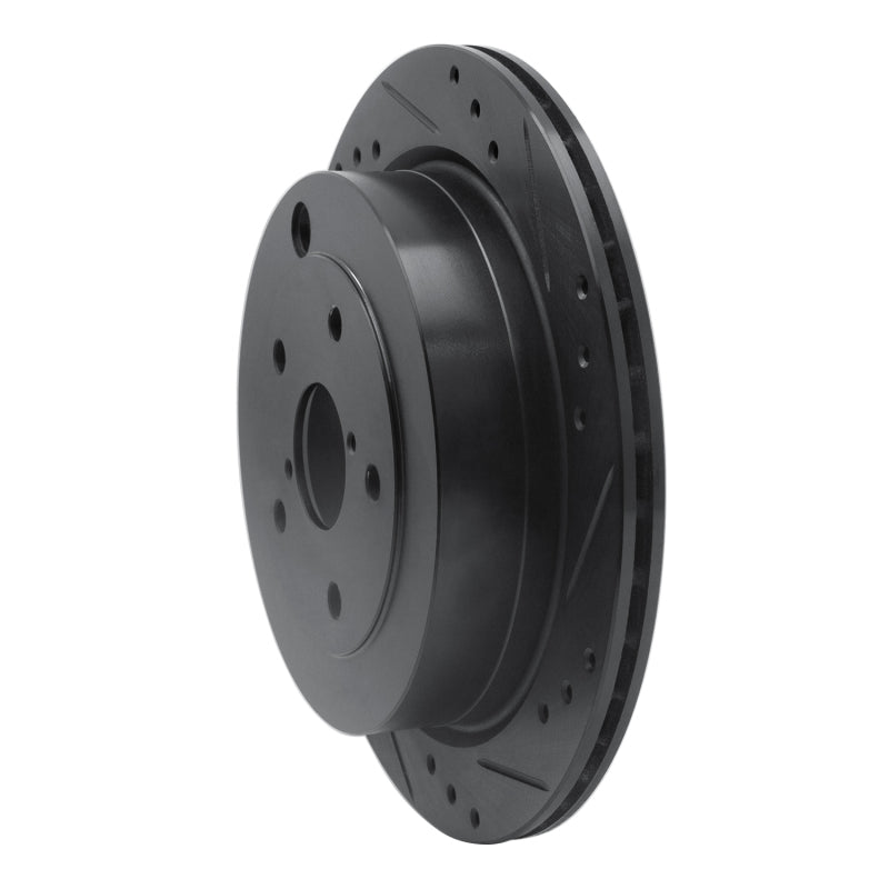 R1 Concepts R1 06-14 Subaru Tribeca Rear Right Drilled & Slotted Black Brake Rotor