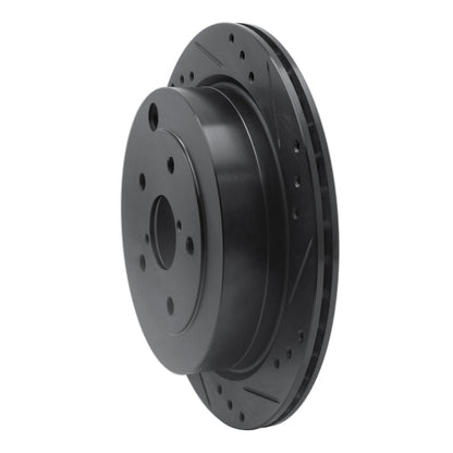R1 Concepts R1 06-14 Subaru Tribeca Rear Right Drilled & Slotted Black Brake Rotor