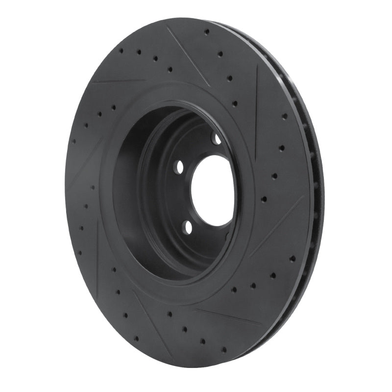 R1 Concepts R1 07-08 BMW ALPINA B7 Rear Left Drilled & Slotted Black Brake Rotor