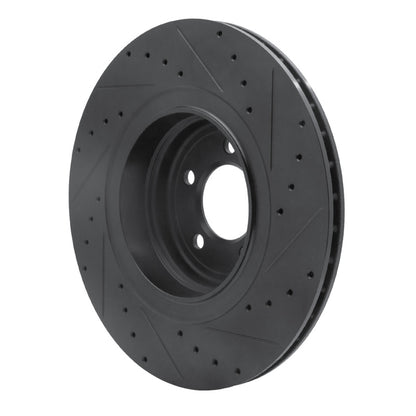 R1 Concepts R1 07-08 BMW ALPINA B7 Rear Left Drilled & Slotted Black Brake Rotor