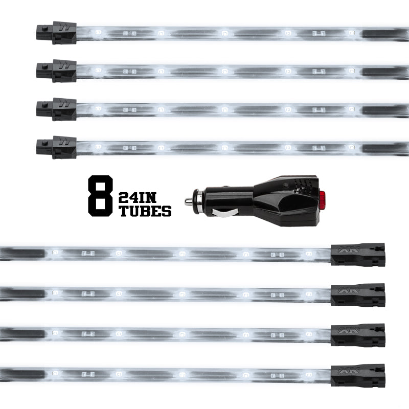 XKGLOW XK Glow Tube Single Color Underglow LED Accent Light Car/Truck Kit White - 8x24In