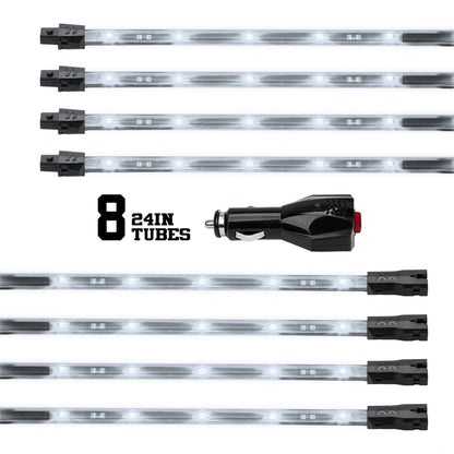 XKGLOW XK Glow Tube Single Color Underglow LED Accent Light Car/Truck Kit White - 8x24In