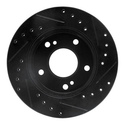 R1 Concepts R1 94-96 Nissan 240SX Front Left Drilled & Slotted Black Brake Rotor
