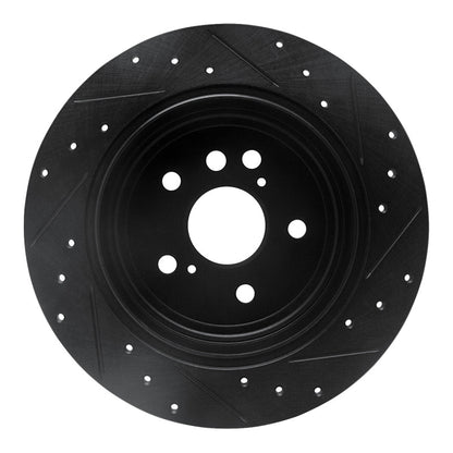 R1 Concepts R1 04-05 Toyota RAV4 Rear Left Drilled & Slotted Black Brake Rotor