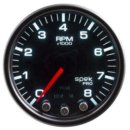 Autometer Spek-Pro Gauge Oil Press 2 1/16in 120psi Stepper Motor W/Peak & Warn Blk/Smoke/Blk