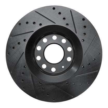 R1 Concepts R1 98-09 Audi A4 (Mexico) Front Left Drilled & Slotted Black Brake Rotor
