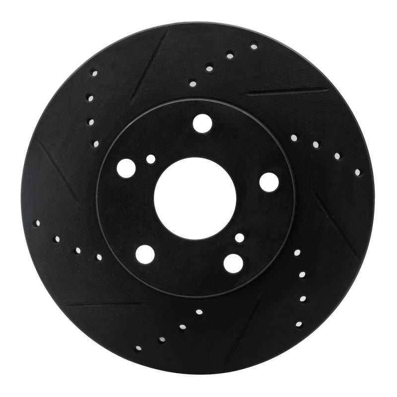 R1 Concepts R1 05-15 Toyota Tacoma Front Left Drilled & Slotted Black Brake Rotor