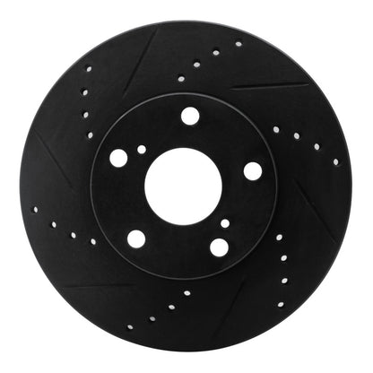 R1 Concepts R1 05-15 Toyota Tacoma Front Left Drilled & Slotted Black Brake Rotor