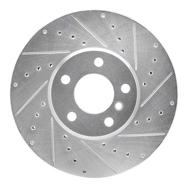 R1 Concepts R1 07-19 BMW X5 Front Right Drilled & Slotted Silver Brake Rotor