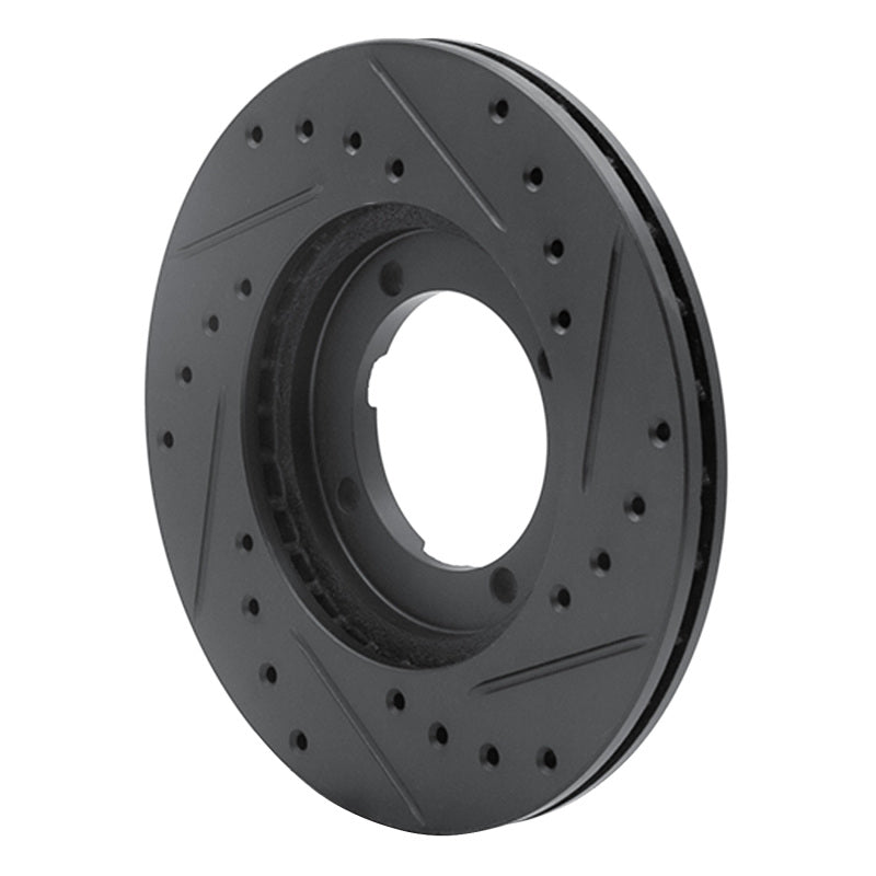 R1 Concepts R1 83-91 Dodge COLT Front Left Drilled & Slotted Black Brake Rotor