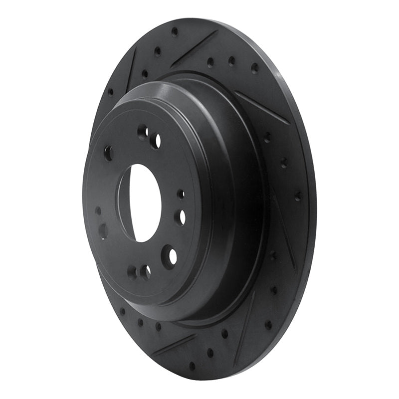 R1 Concepts R1 10-15 Honda Crosstour Rear Left Drilled & Slotted Black Brake Rotor