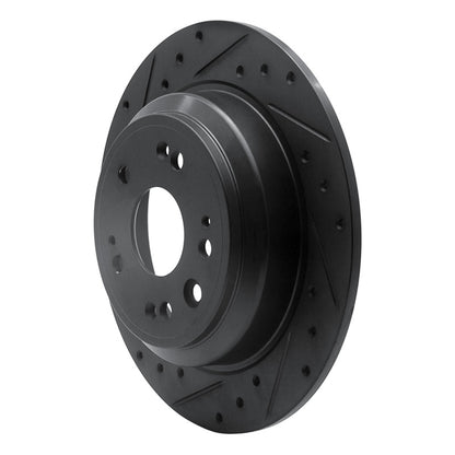R1 Concepts R1 10-15 Honda Crosstour Rear Left Drilled & Slotted Black Brake Rotor