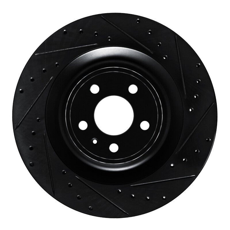 R1 Concepts R1 15-18 Porsche Macan Rear Right Drilled & Slotted Black Brake Rotor