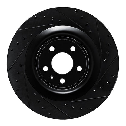 R1 Concepts R1 15-18 Porsche Macan Rear Right Drilled & Slotted Black Brake Rotor