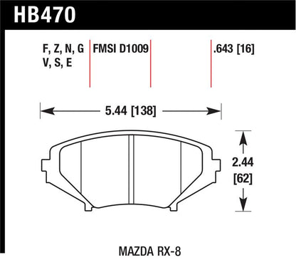 Hawk Performance Hawk 04-09 RX8 HP+ Street Front Brake Pads (D1009)