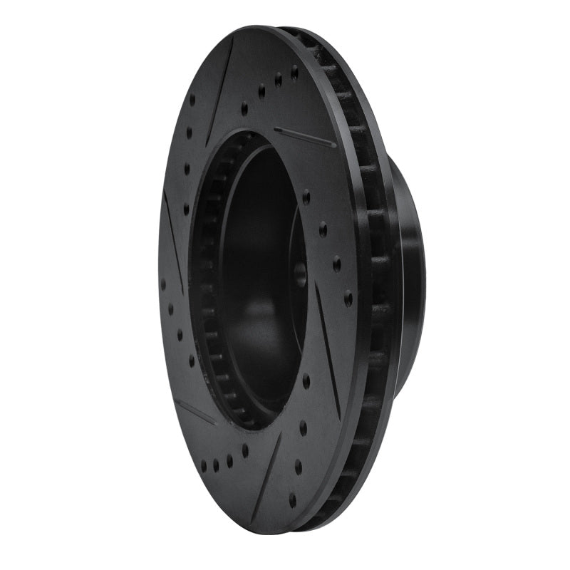R1 Concepts R1 75-80 Ford Granada Right Rear Drilled & Slotted Black Brake Rotor