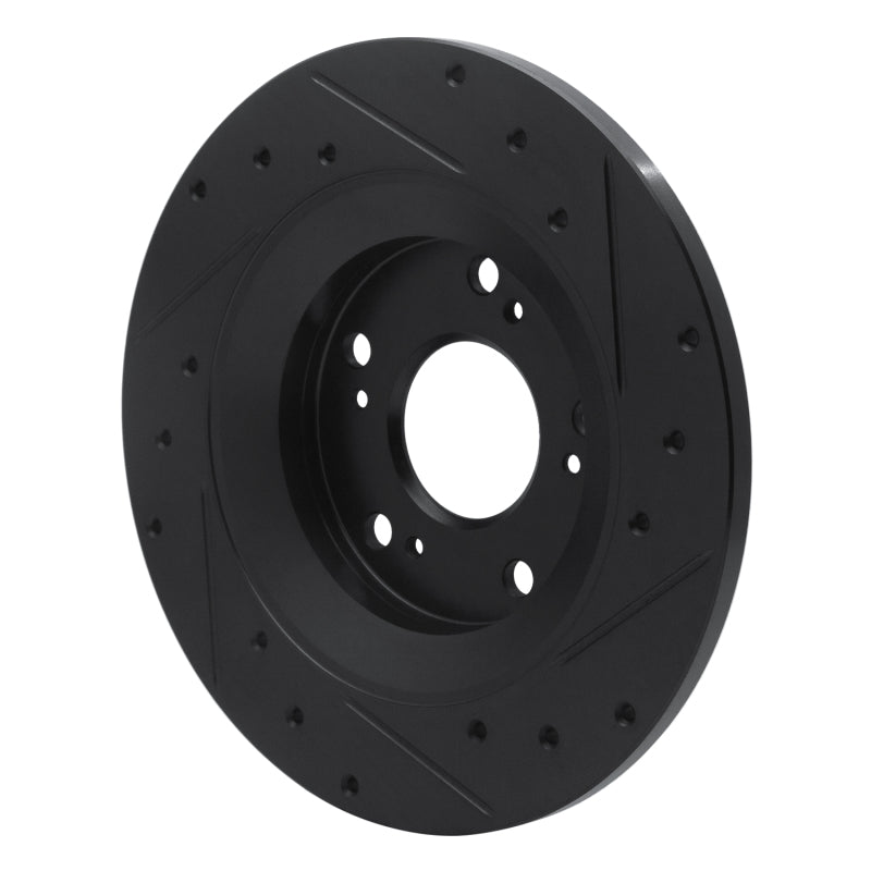 R1 Concepts R1 00-09 Honda S2000 Rear Left Drilled & Slotted Black Brake Rotor