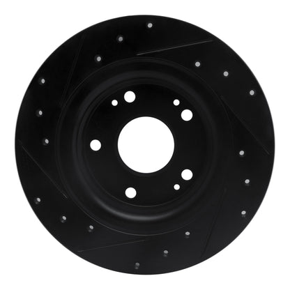 R1 Concepts R1 17-20 Honda Civic Sedan Rear Right Drilled & Slotted Black Brake Rotor