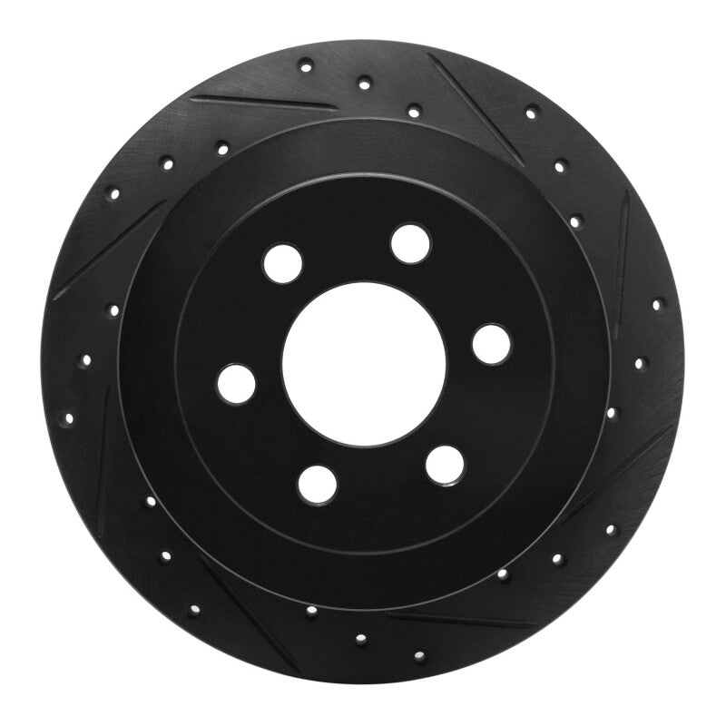 R1 Concepts R1 03-04 Dodge Dakota RWD Rear Right Drilled & Slotted Black Brake Rotor