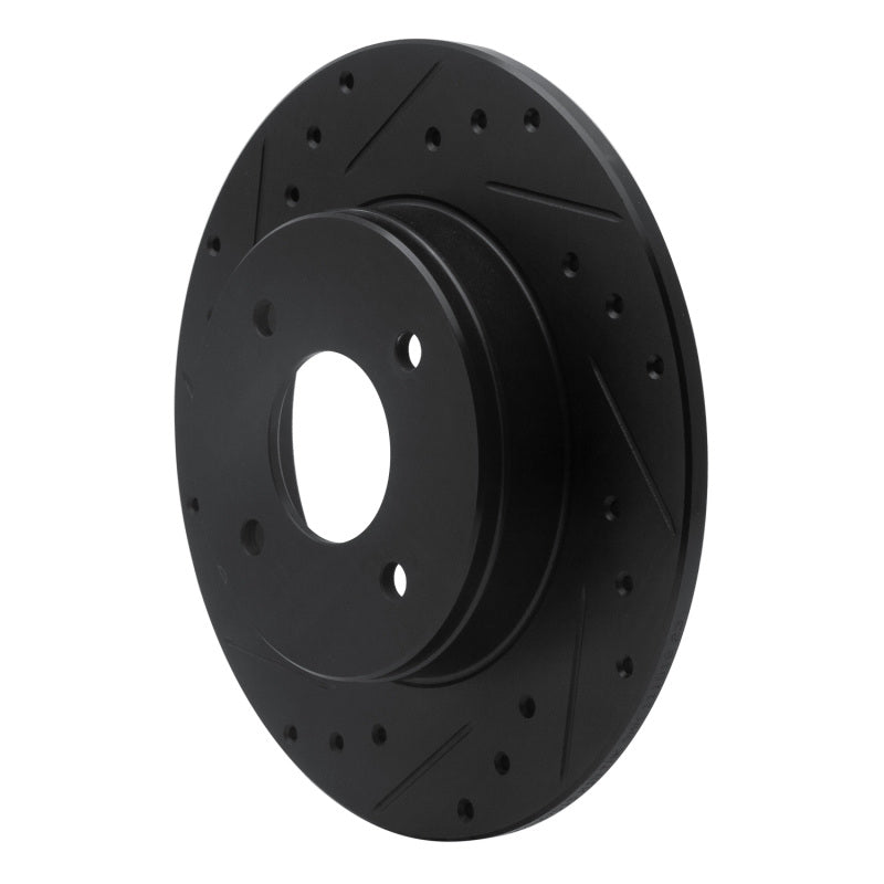 R1 Concepts R1 84-85 Nissan 300ZX Rear Left Drilled & Slotted Black Brake Rotor